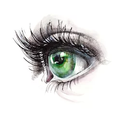 Deurstickers Schilderingen green eye