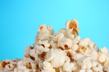 Popcorn on blue