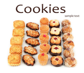 Sweet cookies isolated on white.
