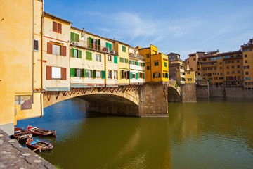 Fototapeta na wymiar FLORENCE, ITALY - MAY 04 The Ponte Vecchio is one of the symbols