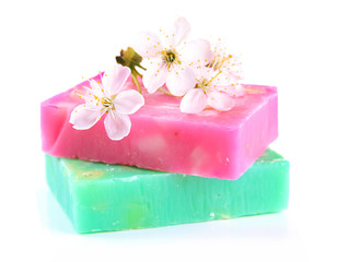 Natural handmade soap, isolated on white