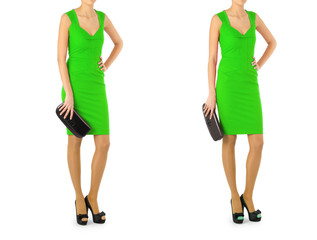 Fashion concept with dress sets on white