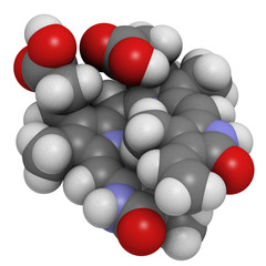 Bilirubin heme breakdown product, molecular model