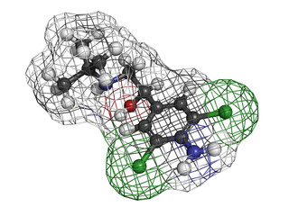 Clenbuterol asthma drug, molecular model