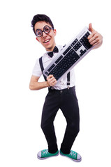 Funny computer geek isolated on white
