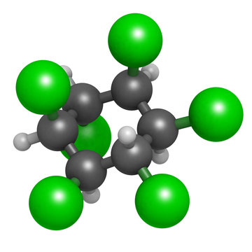 Lindane pesticide, molecular model