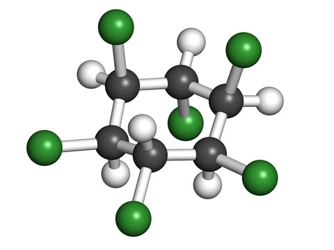 Lindane pesticide, molecular model