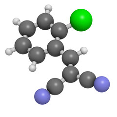 CS tear gas molecule (2-chlorobenzalmolononitrile).