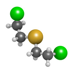 Mustard gas (Yperite, bis(2-chloroethyl) sulfide) molecule, chem