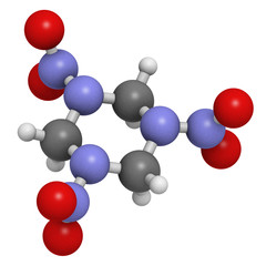 RDX (cyclonite, hexogen) explosive molecule, chemical structure