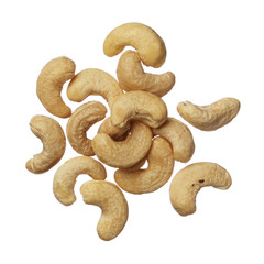 Cashew nuts isolated on white background