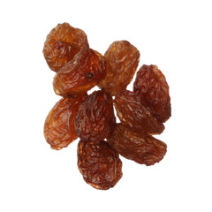 Raisins isolated on white background, close up