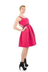 Woman in fashion dress concept on white