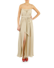 Woman in fashion dress concept on white