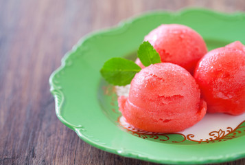 Watermelon ice cream with vanilla and rose water