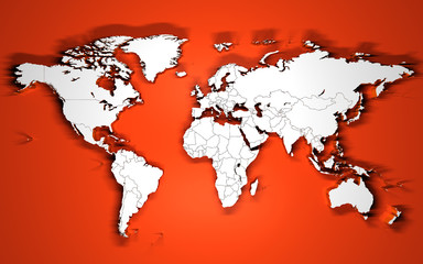 3d world hard shadows - Red background
