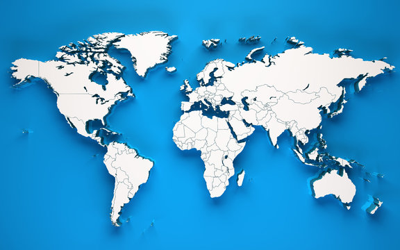3d world soft shadows - Blue background
