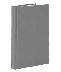 Gray book standing isolated on white with clipping path.