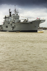 Aircraft carrier on Thames © Lance Bellers