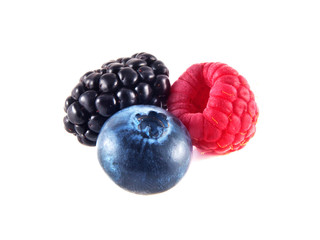 Fresh blueberry, raspberry and blackberry isolated