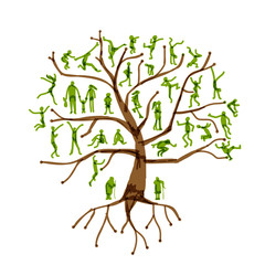 Fototapeta premium Family tree, relatives, people silhouettes
