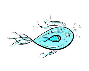 Sketch of funny fish for your design