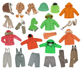 collection of warm children's clothing