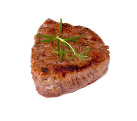 Grilled steak isolated on white background 