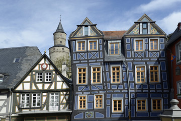 Naklejka premium Häuser und Hexenturm in Idstein, Taunus