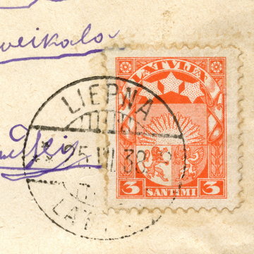 Detail of vintage latvian cover