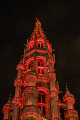 Fototapeta na wymiar Night view of the ancient Town Hall in Grand Place, Brussels