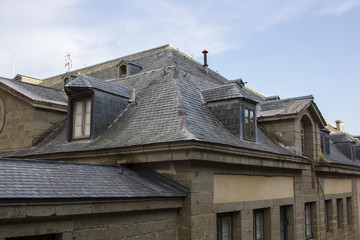 slate roof with skylights old