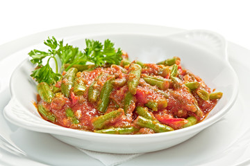 bowl of  stewed green bean