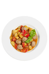 Stewed vegetables and meat-ball