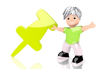 3d render of a young circle sign  with cute 3d character