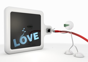 love symbol with futuristic 3d character