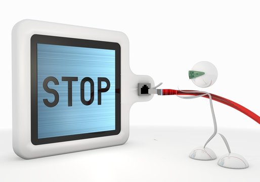stop icon with futuristic 3d character