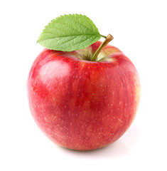 Red apple with leaf