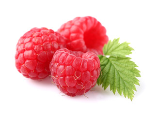 Raspberry with leaf