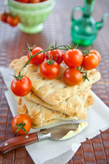 Flatbread and ripe tomatoes
