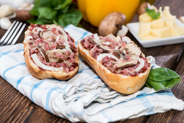 Ham Baguette with Mushrooms