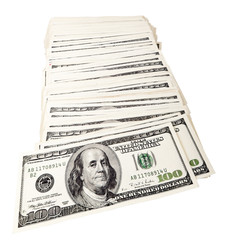 Isolated 100 US$ Bills Pile