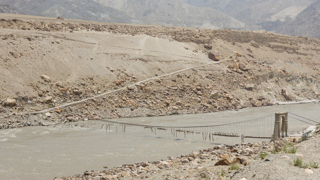 Damaged Bridge across the Indus River