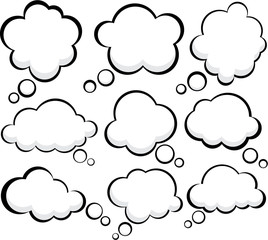 Comic cloud speech bubbles.