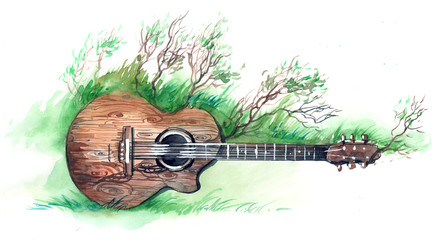 wooden guitar