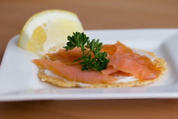 Smoked salomon appetizer