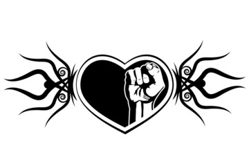 Heart and fist. The tattoo design element