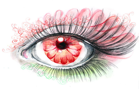 Human Eye With Flower