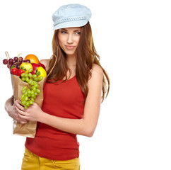 Healthy shopping, Isolated, white background