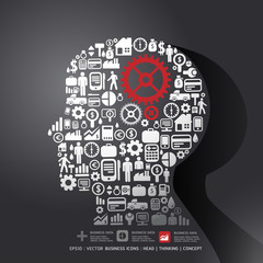 Elements are small icons Finance make in man think with gear con